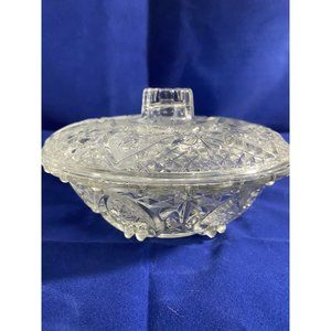 Glass Candy Nut Trinket Dish Lid Hearts Roses KIG Malaysia